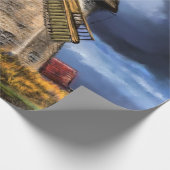 ビューティフルオランダ風車ランドスケープスケッチ ラッピングペーパー (角)