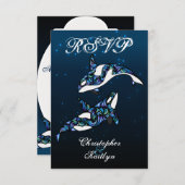 ビューティフルオルカクジラビーチ結婚式RSVP 出欠カード (正面/裏面)