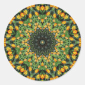 ビューティフルオレンジアンドイエローランタナ万華鏡のように千変万化するパターン3 ラウンドシール (正面)