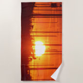 ビューティフルオレンジサンセットビーチタオル ビーチタオル (正面)