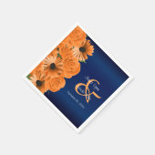 ビューティフルオレンジバラとネイビーブルー結婚ズ スタンダードカクテルナプキン (角)