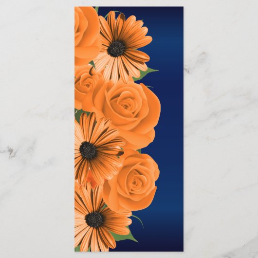 ビューティフルオレンジバラとネイビーブルー結婚ズ メニュー (裏面)