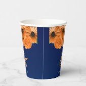 ビューティフルオレンジバラとネイビーブルー結婚ズ 紙コップ