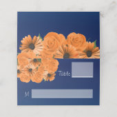 ビューティフルオレンジバラとネイビーブルー プレイスカード (外部開封)