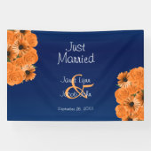 ビューティフルオレンジバラとネイビーブルー 横断幕 (横)