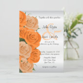ビューティフルオレンジバラフラワー結婚式招待状 招待状 (スタンド正面)
