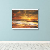 ビューティフルオレンジビーチ海サンセットキャンバスプリント キャンバスプリント (インサイチュ (ウッドフロア))