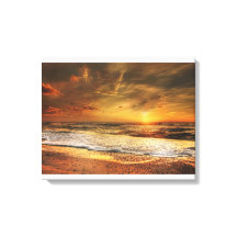ビューティフルオレンジビーチ海サンセットキャンバスプリント