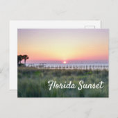 ビューティフルオレンジフロリダサンセット波止場ピア ポストカード (正面/裏面)