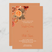 ビューティフルオレンジフローラブーケオレンジ結婚ズ 招待状 (正面/裏面)