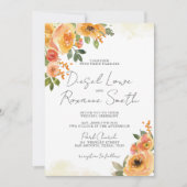 ビューティフルオレンジフローラ結婚式招待状 招待状 (正面)