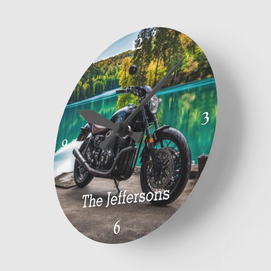 ビューティフルオートバイバイレイク ラウンド壁時計 (傾斜)