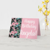 ビューティフルオールドピンクローズハッピーバースデーカード カード (黄色い花)