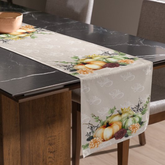 ビューティフルカボチャ秋の水カラー秋 ショートテーブルランナー
