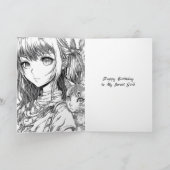 ビューティフルカラフルアニメガール誕生日 カード (内部)