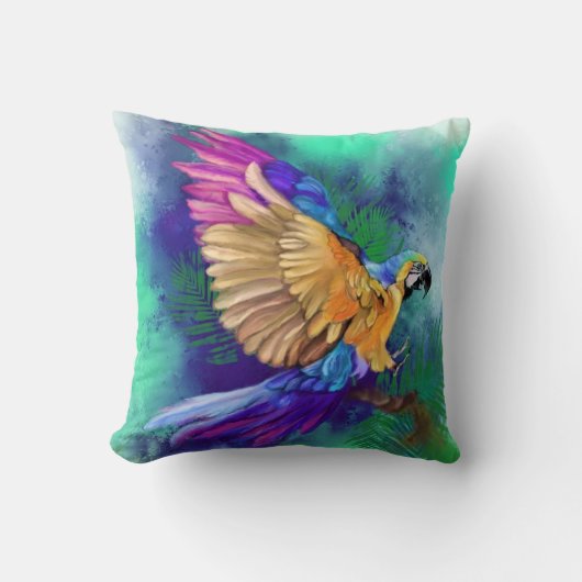 ビューティフルカラフルオウム装飾用クッション クッション (正面)