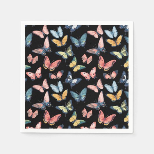 ビューティフルカラフルバタフライプリント スタンダードカクテルナプキン (正面)