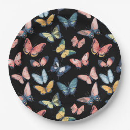 ビューティフルカラフルバタフライプリント ペーパープレート
