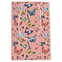 ビューティフルカラフルバタフライプリント ミディアムペーパーバッグ