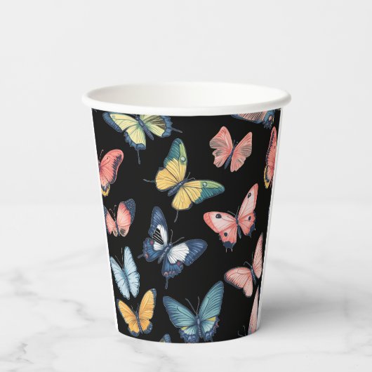 ビューティフルカラフルバタフライプリント 紙コップ (裏面)