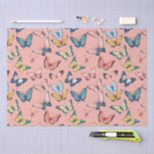 ビューティフルカラフルバタフライプリント 薄葉紙 (クラフト)