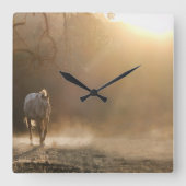 ビューティフルカントリーウエスタンホースクロック スクエア壁時計 (正面)