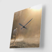 ビューティフルカントリーウエスタンホースクロック スクエア壁時計 (傾斜)