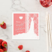 ビューティフルガウンブライダルシャワーオンコーラル スタンダードカクテルナプキン (インサイチュ)