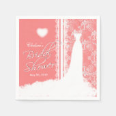 ビューティフルガウンブライダルシャワーオンコーラル スタンダードカクテルナプキン (正面)