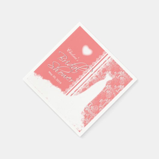 ビューティフルガウンブライダルシャワーオンコーラル スタンダードカクテルナプキン (角)