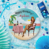 ビューティフルガールアットザビーチ誕生日紙プレート ペーパープレート (パーティー)