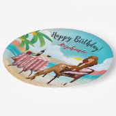 ビューティフルガールアットザビーチ誕生日紙プレート ペーパープレート (アングル)