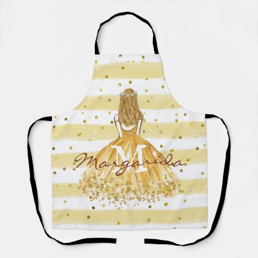 ビューティフルガールスケッチ王室のイエロードレス エプロン (正面)