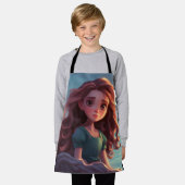 ビューティフルガールズプリントエプロン エプロン (着用した状態)