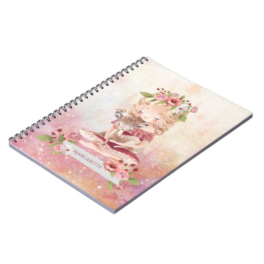 ビューティフルガールディアラブルイラストレーションヴィンテージ ノートブック (左側)