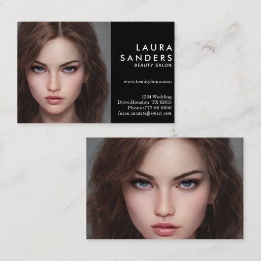 ビューティフルガール美しいサロン エレガント 名刺 (正面/裏面)