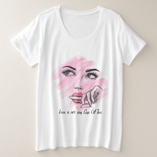 ビューティフルガール顔 プラスサイズTシャツ (デザイン正面)