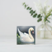 ビューティフルキュートウォーターカラーパステルベビースワン スクエア名刺 (スタンド正面)