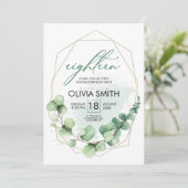 ビューティフルキュート18誕生日グリーンリーガール 招待状 (スタンド正面)