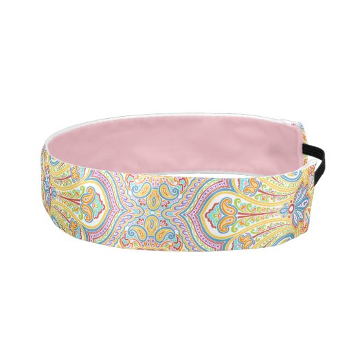 ビューティフルクラシーアクアブルーピンクパープルペイズリーアート アスレチックヘッドバンド (右)