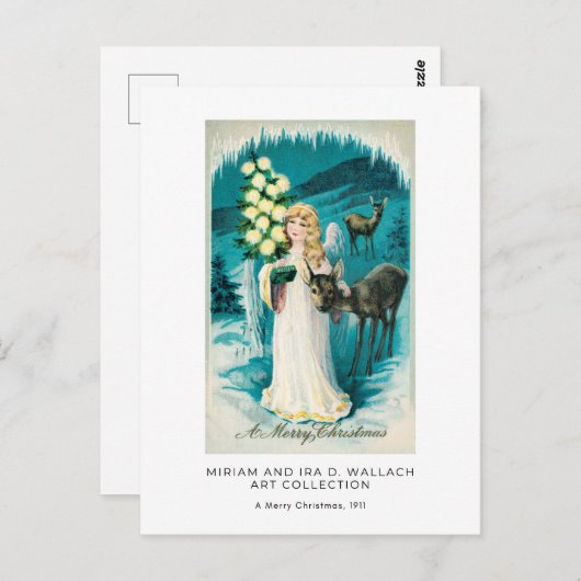 ビューティフルクリスマスエンジェルヴィンテージホリデーアート ポストカード (正面/裏面)