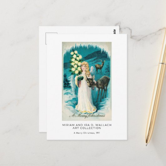 ビューティフルクリスマスエンジェルヴィンテージホリデーアート ポストカード (正面/裏面インサイチュ)