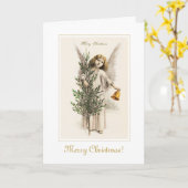 ビューティフルクリスマスエンジェルヴィンテージホリデーファインアート カード (黄色い花)