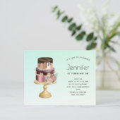 ビューティフルグラムパーティーケーキ誕生日 インビテーションポストカード (スタンド正面)