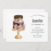 ビューティフルグラムパーティーケーキ誕生日 招待状 (正面/裏面)