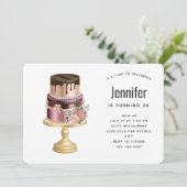 ビューティフルグラムパーティーケーキ誕生日 招待状 (スタンド正面)