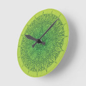ビューティフルグリーンオリエンタルデザイン ラウンド壁時計 (傾斜)