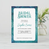 ビューティフルグリーンダマスクホワイトブライダルシャワー 招待状 (スタンド正面)