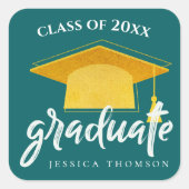 ビューティフルグリーン金ゴールドグラッドハット2024卒業 スクエアシール (正面)