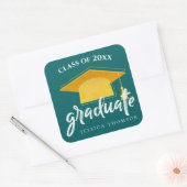 ビューティフルグリーン金ゴールドグラッドハット2024卒業 スクエアシール (封筒)